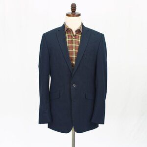 Kenneth Cole 42L Navy Blazer Sport Coat Jacket 2-Button Stripe Y155